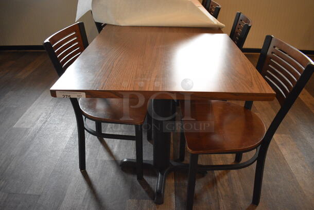 2 Wood Pattern Table on Black Metal Table Base. 72x30x30, 30x30x30. 2 Times Your Bid! - Image 1 of 3