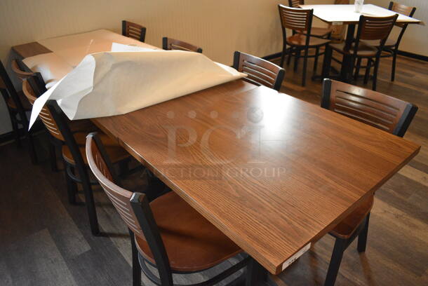 2 Wood Pattern Table on Black Metal Table Base. 72x30x30, 30x30x30. 2 Times Your Bid! - Image 2 of 3