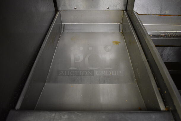NICE! 2003 Pitco Frialator Model SG8NB14-0 Stainless Steel Commercial Fry Dumping Station w/ Warming Strip on Commercial Casters. This Unit Will Be Professionally Uninstalled. 15.5x34.5x49. Tested and Working! - Image 4 of 8