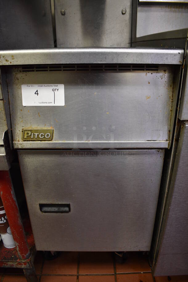 NICE! 2003 Pitco Frialator Model SG8NB14-0 Stainless Steel Commercial Fry Dumping Station w/ Warming Strip on Commercial Casters. This Unit Will Be Professionally Uninstalled. 15.5x34.5x49. Tested and Working! - Image 6 of 8