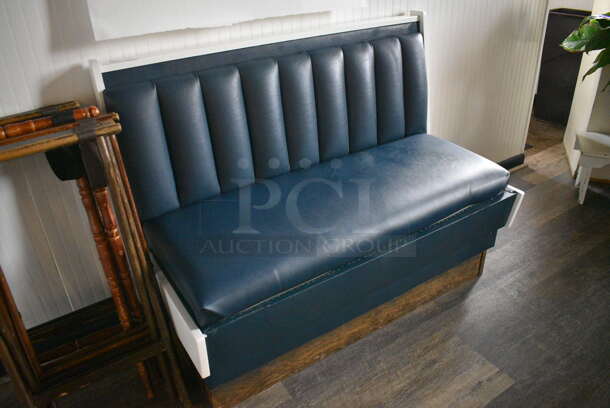 Blue Single Sided Booth Seat. BUYER MUST REMOVE. 48x24x38 - Image 2 of 5