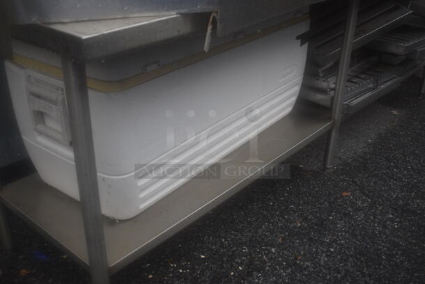 Stainless Steel Table w/ Undershelf and Side Splash Guards. Does Not Come w/ Contents. 99x31x41 - Image 3 of 4
