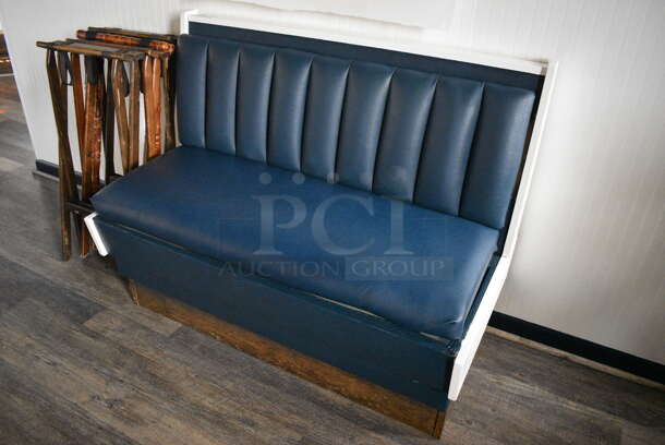 Blue Single Sided Booth Seat. BUYER MUST REMOVE. 48x24x38 - Image 3 of 5
