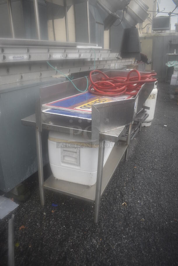 Stainless Steel Table w/ Undershelf and Side Splash Guards. Does Not Come w/ Contents. 99x31x41 - Image 4 of 4