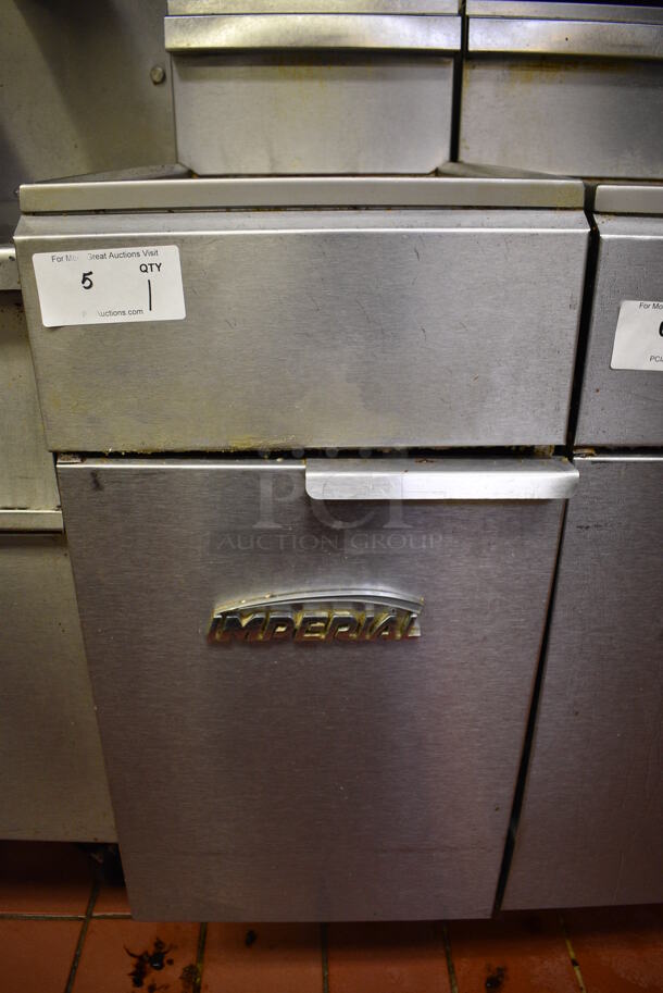 GREAT! Imperial Model IFS-50 Stainless Steel Commercial Propane Gas Powered 50 Pound Capacity Deep Fat Fryer. 140,000 BTU. This Unit Will Be Professionally Uninstalled. 15.5x31x47. Tested and Working! - Image 4 of 8