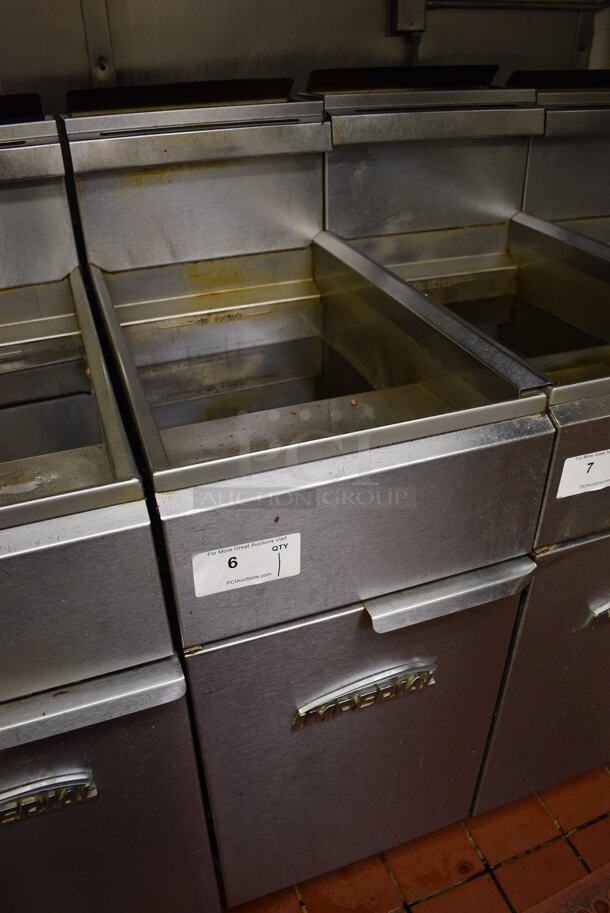 GREAT! Imperial Model IFS-50 Stainless Steel Commercial Propane Gas Powered 50 Pound Capacity Deep Fat Fryer. 140,000 BTU. This Unit Will Be Professionally Uninstalled. 15.5x31x47. Tested and Working! - Image 2 of 8