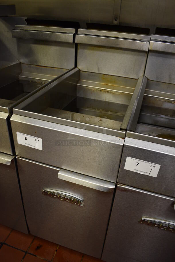 GREAT! Imperial Model IFS-50 Stainless Steel Commercial Propane Gas Powered 50 Pound Capacity Deep Fat Fryer. 140,000 BTU. This Unit Will Be Professionally Uninstalled. 15.5x31x47. Tested and Working! - Image 3 of 8