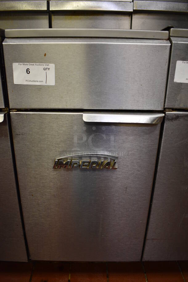 GREAT! Imperial Model IFS-50 Stainless Steel Commercial Propane Gas Powered 50 Pound Capacity Deep Fat Fryer. 140,000 BTU. This Unit Will Be Professionally Uninstalled. 15.5x31x47. Tested and Working! - Image 5 of 8