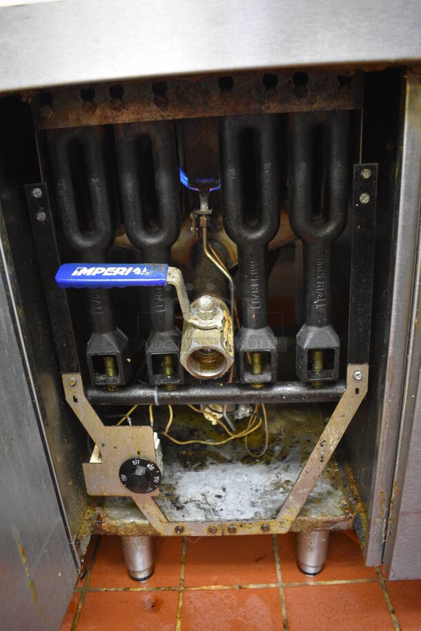 GREAT! Imperial Model IFS-50 Stainless Steel Commercial Propane Gas Powered 50 Pound Capacity Deep Fat Fryer. 140,000 BTU. This Unit Will Be Professionally Uninstalled. 15.5x31x47. Tested and Working! - Image 6 of 8