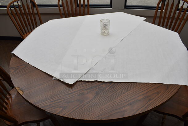 Wood Pattern Round Table on Black Metal Table Base. Stock Picture - Cosmetic Condition May Vary. 53.5x53.5x30 - Image 3 of 3
