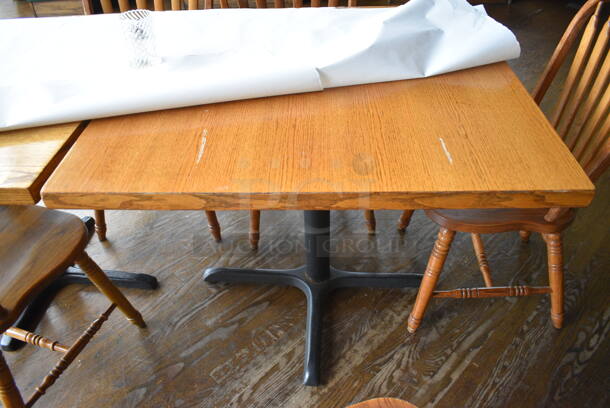 Wood Pattern Table on Black Metal Table Base. 36x36x30