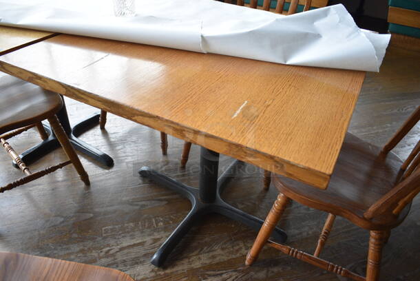 Wood Pattern Table on Black Metal Table Base. 36x36x30 - Image 2 of 2
