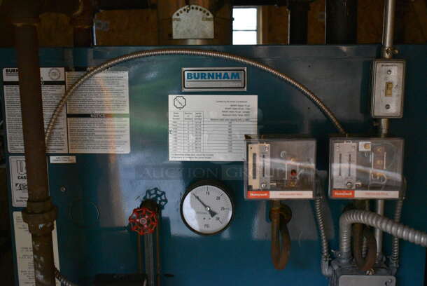 GORGEOUS! Burnham Model V906A Metal Commercial Boiler w/ Power Flame Burner. 880,000 BTU. Goest GREAT w/ Item 27! This Unit Will Be Professionally Uninstalled and Put On Rollers To Get Onto a Pallet Jack. Tested and Working! - Image 7 of 11