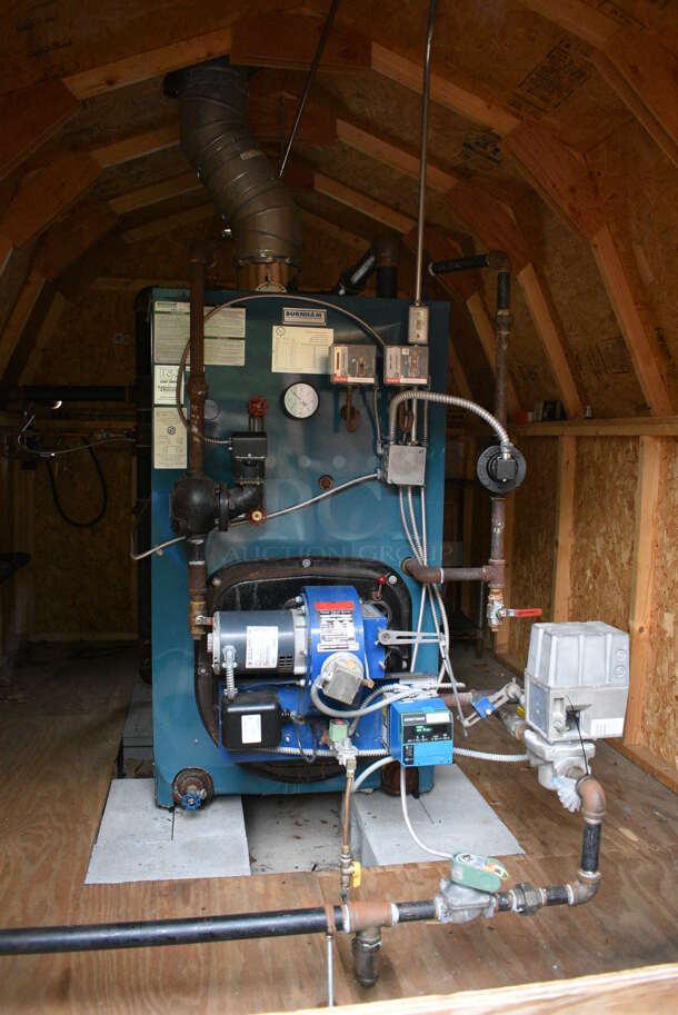 GORGEOUS! Burnham Model V906A Metal Commercial Boiler w/ Power Flame Burner. 880,000 BTU. Goest GREAT w/ Item 27! This Unit Will Be Professionally Uninstalled and Put On Rollers To Get Onto a Pallet Jack. Tested and Working! - Image 11 of 11