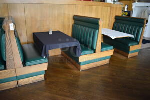 ALL ONE MONEY! Lot of 2 Single Sided Booths and 2 Tables! BUYER MUST REMOVE. 48.5x24x49, 48.5x44x49, 48x27x30