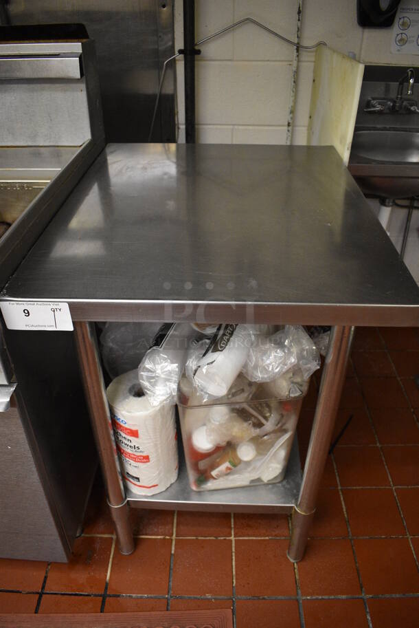 Stainless Steel Commercial Table w/ Metal Undershelf. Does Not Come w/ Contents. 24x30x34