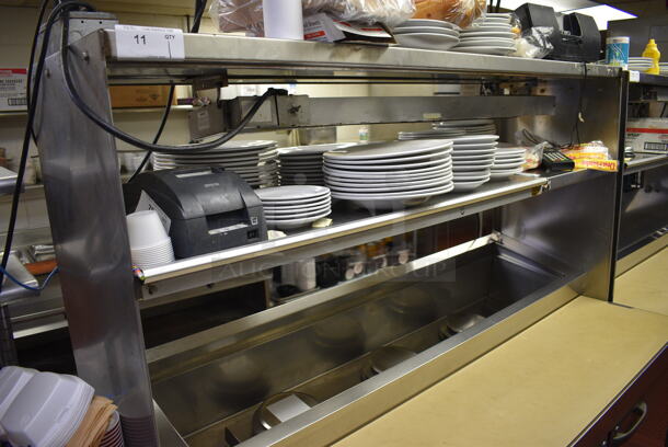 GREAT! 2011 Hoshizaki Model HPR72A Stainless Steel Commercial Prep Table w/ Lid, 2 Doors and Two Tier Overshelf on Commercial Casters. Does Not Come w/ Contents. 115 Volts, 1 Phase. 72x33x73. Tested and Working! - Image 4 of 8