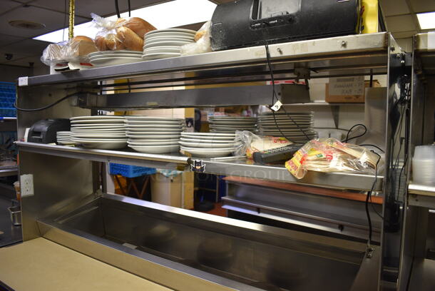 GREAT! 2011 Hoshizaki Model HPR72A Stainless Steel Commercial Prep Table w/ Lid, 2 Doors and Two Tier Overshelf on Commercial Casters. Does Not Come w/ Contents. 115 Volts, 1 Phase. 72x33x73. Tested and Working! - Image 8 of 8