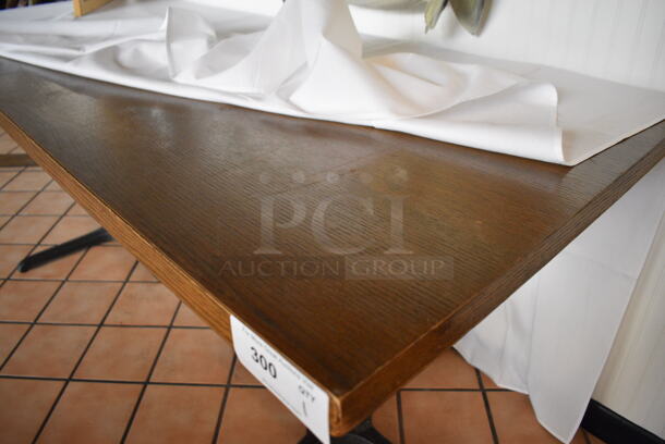 Wood Pattern Table on 2 Black Metal Table Bases. 76x30x30 - Image 2 of 2