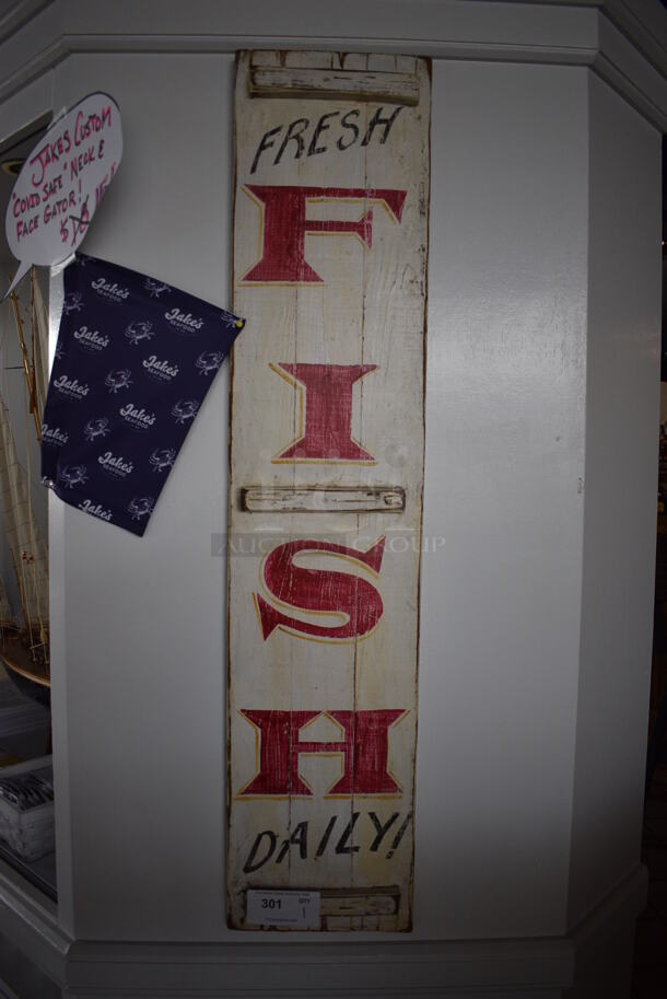 Fresh Fish Decorative Sign. BUYER MUST REMOVE. 10.5x2x48