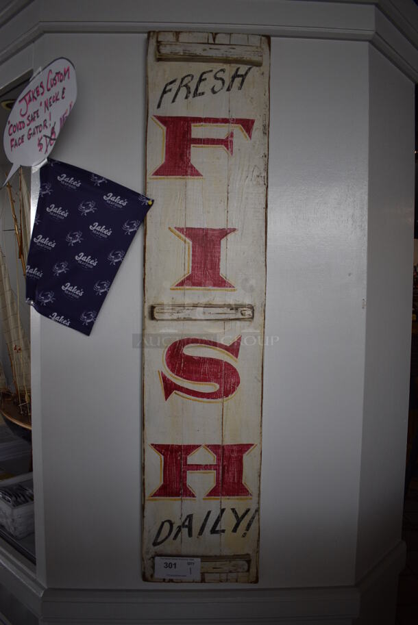 Fresh Fish Decorative Sign. BUYER MUST REMOVE. 10.5x2x48 - Image 1 of 5