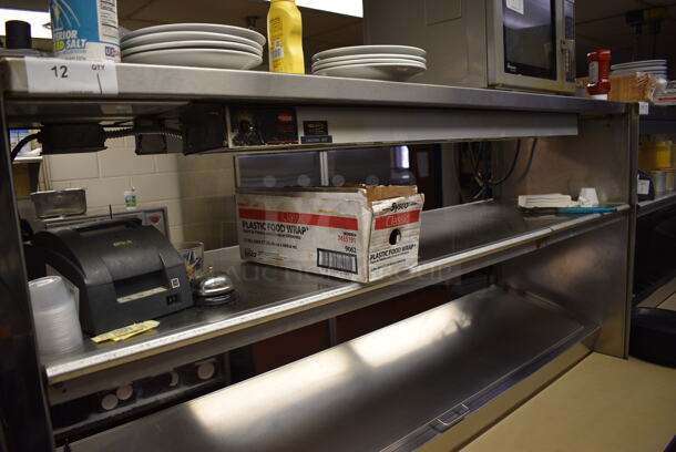 GREAT! 2011 Hoshizaki Model HPR72A Stainless Steel Commercial Prep Table w/ Lid, 2 Doors and Two Tier Overshelf on Commercial Casters. Does Not Come w/ Contents. 115 Volts, 1 Phase. 72x33x73. Tested and Working! - Image 4 of 8