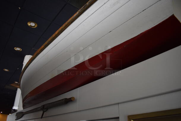 White Decorative Boat w/ 2 Oars. BUYER MUST REMOVE. 137" - Image 5 of 5