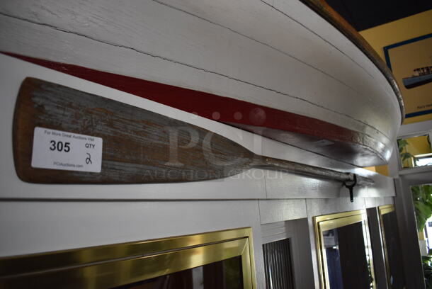 2 Wooden Decorative Oars. BUYER MUST REMOVE. 84". 2 Times Your Bid! - Image 1 of 3