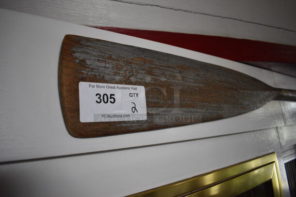 2 Wooden Decorative Oars. BUYER MUST REMOVE. 84". 2 Times Your Bid! - Image 3 of 3