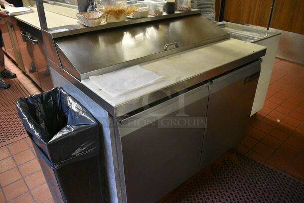 WOW! Continental Model SWB Stainless Steel Commercial Sandwich Salad Prep Table Bain Marie Mega Top w/ Two Tier Stainless Steel Overshelf on Commercial Casters. Does Not Come w/ Contents. 115 Volts, 1 Phase. 48x31.5x71. Tested and Working! - Image 2 of 7