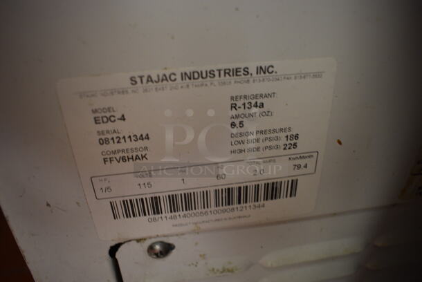 NICE! Stajac Model EDC-4 Metal Commercial Chest Freezer Merchandiser w/ 2 Sliding Lids on Commercial Casters. Does Not Come w/ Contents. 115 Volts, 1 Phase. 25x25x34.5. Tested and Working! - Image 5 of 5