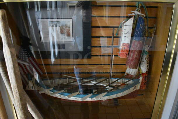 ALL ONE MONEY! Lot of Various Items Including Picture and Decorative Boat. Display Window: 36x32