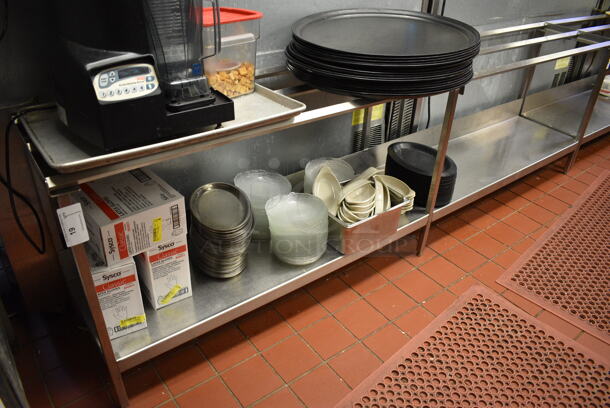 Stainless Steel Commercial Tray Slide Line w/ Metal Undershelf. Does Not Include Contents. 108x17.5x32