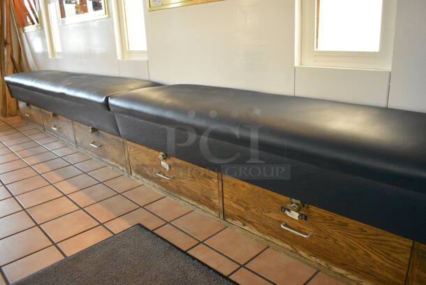 2 Benches w/ Lower Drawers. BUYER MUST REMOVE. 86x18x19, 63x18x19. 2 Times Your Bid! - Image 4 of 5