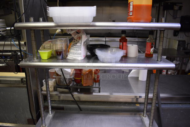 Stainless Steel Commercial Table w/ 2 Tier Overshelf and Metal Undershelf. Does Not Include Contents. 36x30x65 - Image 3 of 4