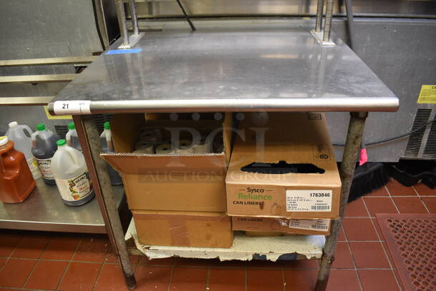 Stainless Steel Commercial Table w/ 2 Tier Overshelf and Metal Undershelf. Does Not Include Contents. 36x30x65 - Image 4 of 4