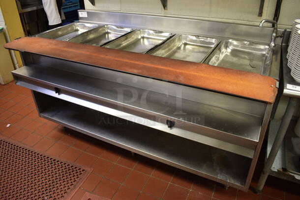 NICE! 2007 Delfield Model F14GW572 Stainless Steel Commercial 5 Well Electric Powered Steam Table w/ Metal Undershelf. 115 Volts, 1 Phase. 72x36x40. Tested and Working!