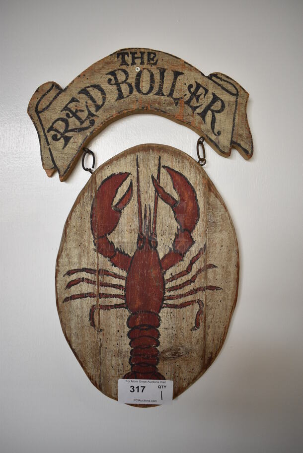 The Red Boiler Lobster Sign. 14x1.5x26 - Image 1 of 3