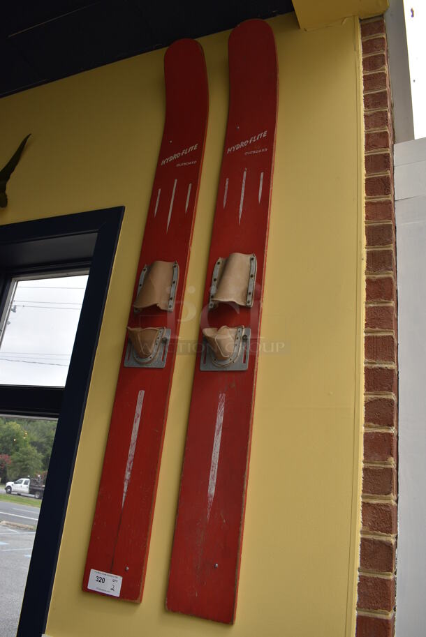 2 Hydro Flite Red Wall Mount Decorative Skiis. 7x5x74. 2 Times Your Bid! - Image 2 of 5
