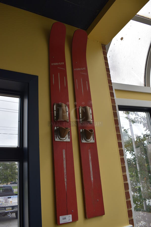 2 Hydro Flite Red Wall Mount Decorative Skiis. 7x5x74. 2 Times Your Bid! - Image 3 of 5
