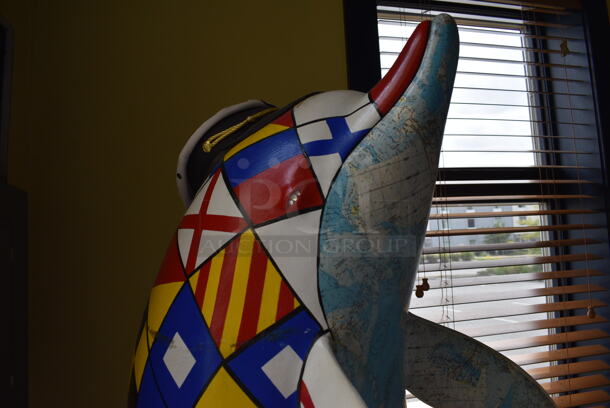 Floor Style Dolphin Statue w/ Sailor Hat. 39x39x77 - Image 6 of 9