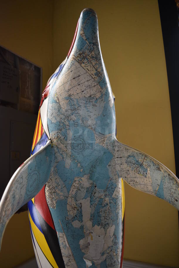 Floor Style Dolphin Statue w/ Sailor Hat. 39x39x77 - Image 7 of 9