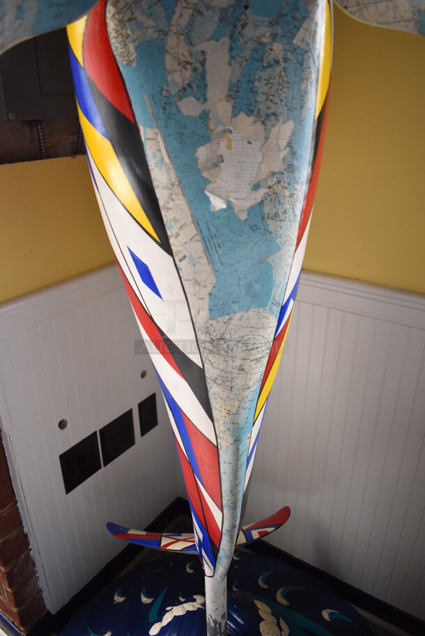 Floor Style Dolphin Statue w/ Sailor Hat. 39x39x77 - Image 8 of 9