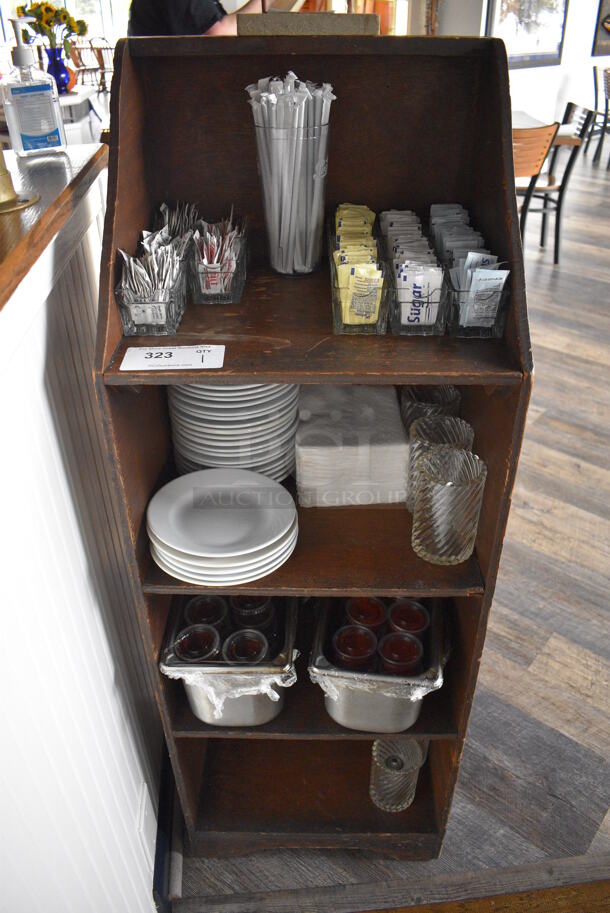 Wood Pattern Counter w/ Undershelves. 17x14x48