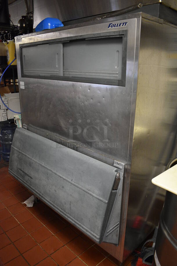 ALL ONE MONEY! Lot of Scotsman Stainless Steel Commercial Ice Machine Head on Follett Stainless Steel Commercial Ice Bin and Remote Condenser. This Unit Will Be Professionally Uninstalled. 48x39x93. Tested and Working! - Image 3 of 6