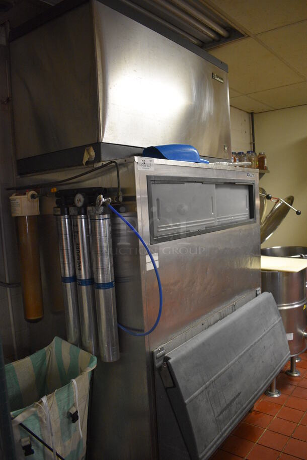 ALL ONE MONEY! Lot of Scotsman Stainless Steel Commercial Ice Machine Head on Follett Stainless Steel Commercial Ice Bin and Remote Condenser. This Unit Will Be Professionally Uninstalled. 48x39x93. Tested and Working! - Image 4 of 6