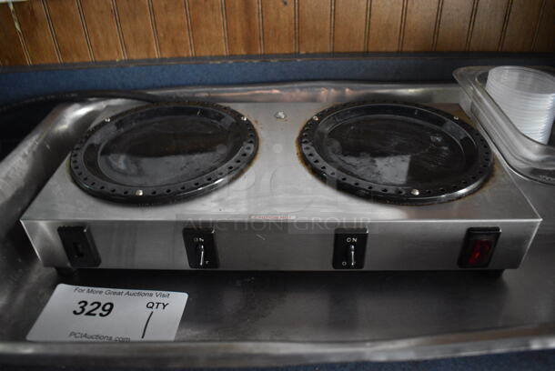 Bunn Model WX2 Stainless Steel Commercial Countertop 2 Burner Coffee Pot Warmer. 120 Volts, 1 Phase. 14x7x3. Tested and Working! - Image 1 of 3