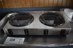 Bunn Model WX2 Stainless Steel Commercial Countertop 2 Burner Coffee Pot Warmer. 120 Volts, 1 Phase. 14x7x3. Tested and Working!
