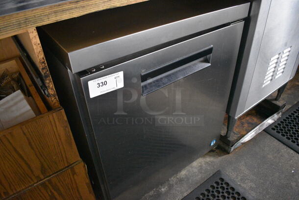 NICE! 2015 Hoshizaki Model CRMR27-LP Stainless Steel Commercial Single Door Undercounter Cooler on Commercial Casters. 115 Volts, 1 Phase. 27x30x32.5. Tested and Working! - Image 3 of 5