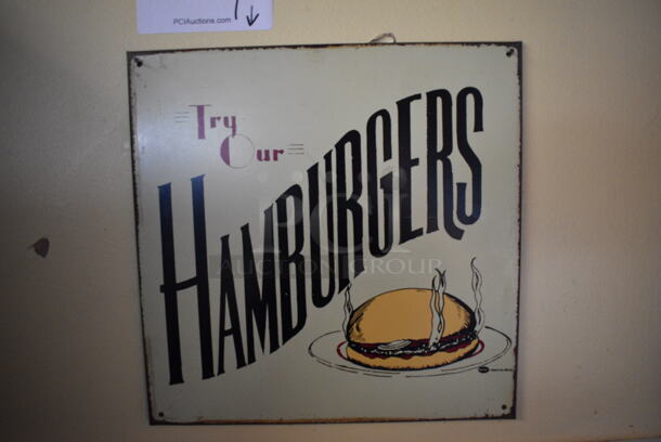 Wall Mount Metal Hamburgers Sign. 11.5x11.5